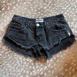 Black denim one teaspoon shorts